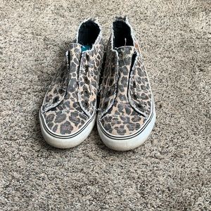 Leopard print slip ons/no tie